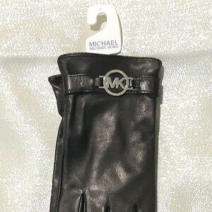 MICHAEL KORS Women's Leather Logo Ornament Gloves